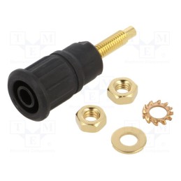 1 pcs x STu00c4UBLI - 23.3140-21 - Socket, 4mm banana, 32A, 1kV, black, gold-plated, on panel