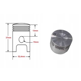 Piston gy6 125 52 5mm pin 15mm