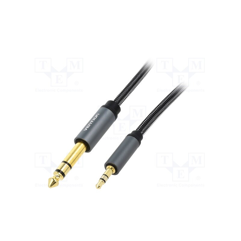 1 pcs x VENTION - BAIHH - Cable, Jack 3.5mm 3pin plug,Jack 6,3mm plug, 2m, black, PVC