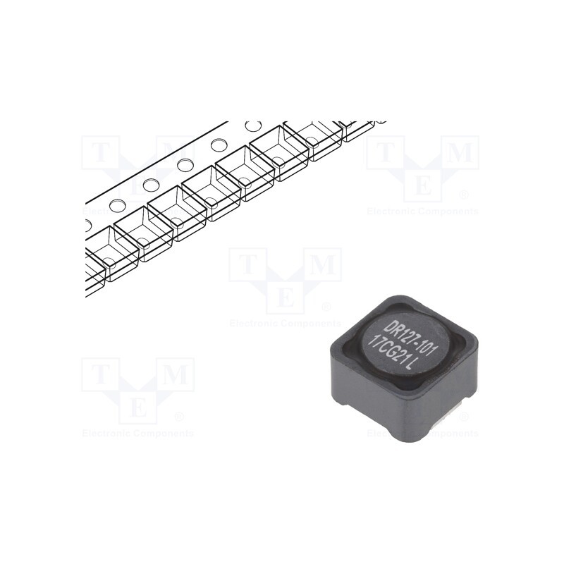 1 pcs x EATON ELECTRONICS - DR127-101-R - Inductor: wire, SMD, 100uH, Ioper: 1.96A, 163mΩ, ±20%, Isat: 3.64A