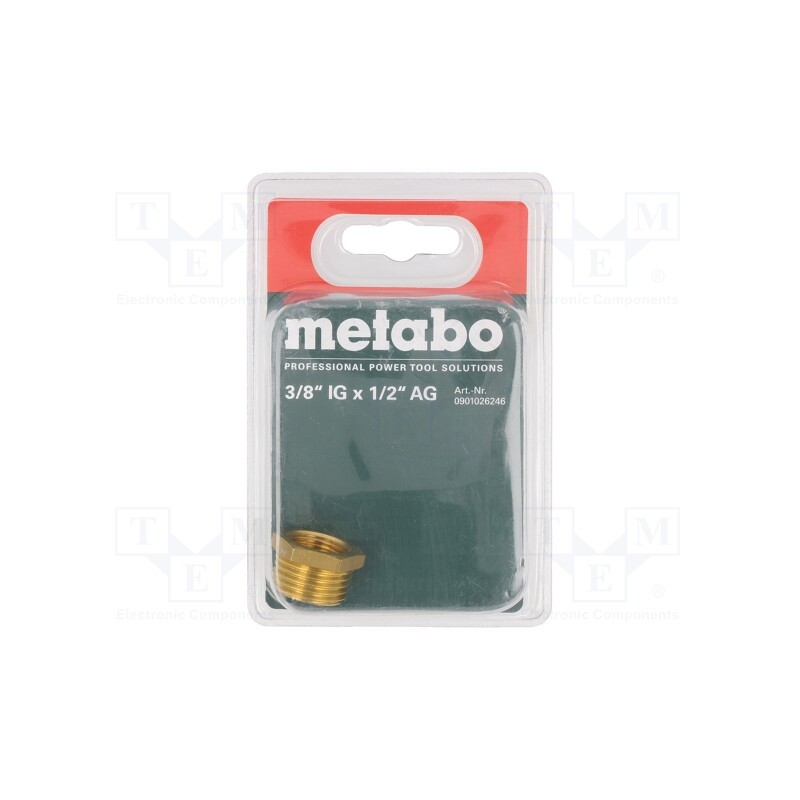 1 pcs x METABO - 901026246 - Thread adapter, brass, Ext.thread: 3/8', Int.thread: 1/2'