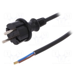 1 pcs x PLASTROL - W-98366 - Cable, 2x1.5mm2, CEE 7/17 (C) plug,wires, PVC, 4m, black, 16A, 250V