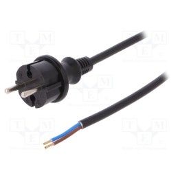 1 pcs x PLASTROL - W-98362 - Cable, 2x1.5mm2, CEE 7/17 (C) plug,wires, PVC, 2m, black, 16A, 250V