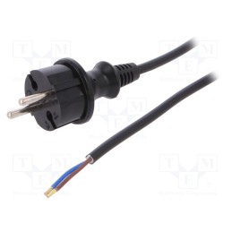1 pcs x PLASTROL - W-98352 - Cable, 2x1mm2, CEE 7/17 (C) plug,wires, PVC, 4m, black, 16A, 250V