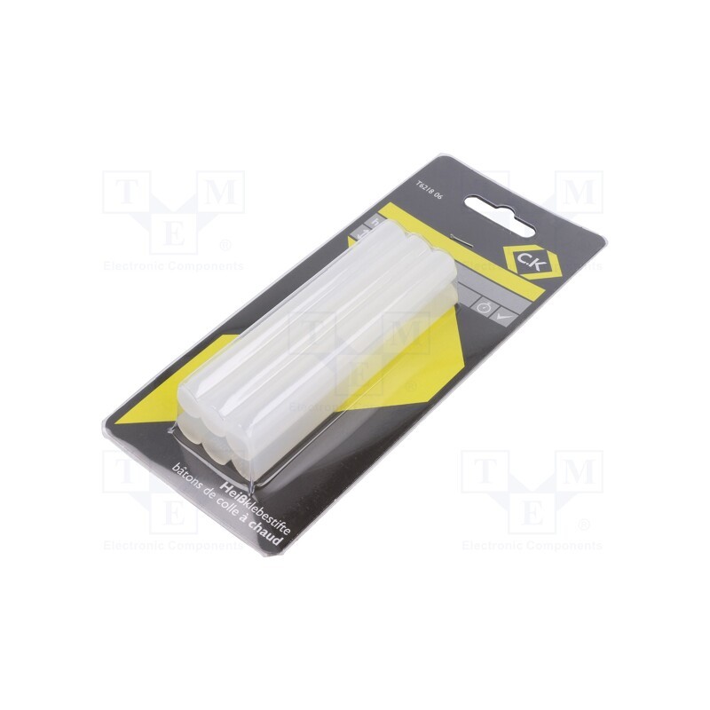 1 pcg x C.K - T6218 06 - Hot melt glue, Ø: 11mm, white,transparent, L: 100mm, 120°C, 6pcs.