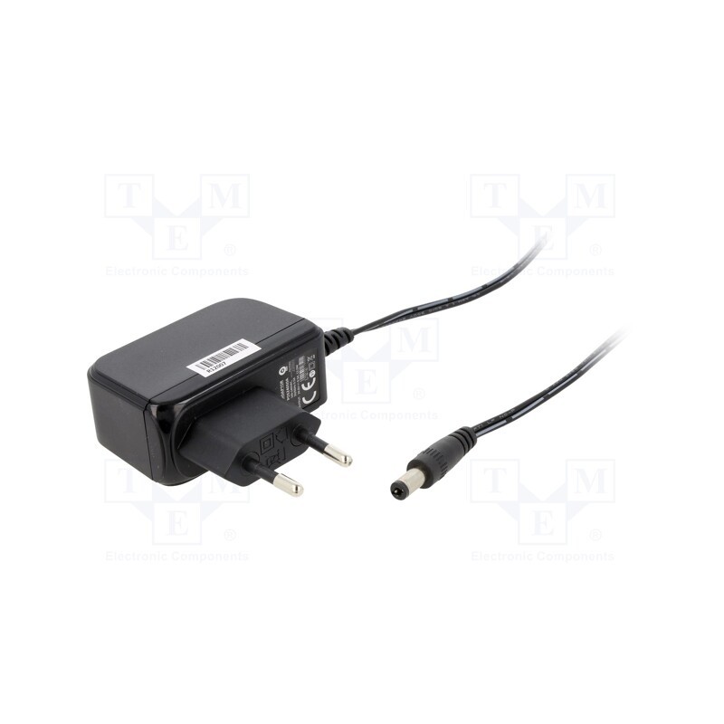 1 pcs x POS - POS24050A - Power supply: switched-mode, plug, 24VDC, 0.5A, 12W, Plug: EU, black