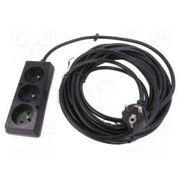 1 pcs x PLASTROL - T-97219 - Extension lead, 3x1.5mm2, Sockets: 3, black, 10m, 16A