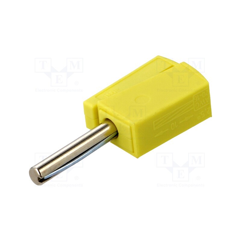 1 pcs x WAGO - 215-511 - Plug, 4mm banana, 20A, 42V, yellow, non-insulated, 40mm