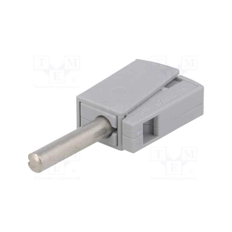1 pcs x WAGO - 215-811 - Plug, 4mm banana, 20A, 42V, grey, non-insulated, 40mm
