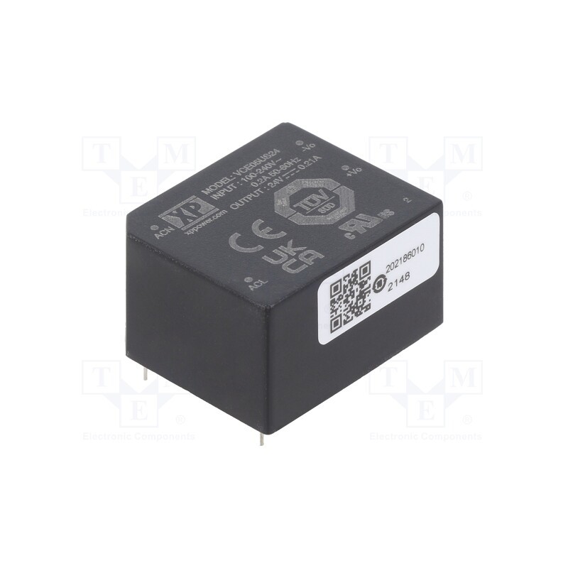 1 pcs x XP POWER - VCE05US24 - Converter: AC/DC, 5W, 85÷264VAC, 24VDC, Iout: 210mA, OUT: 1, 78%, PCB