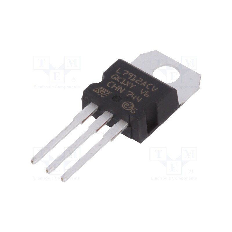 2 pcs x STMicroelectronics - L7912ACV - IC: voltage regulator, linear,fixed, -12V, 1.5A, TO220AB, THT,