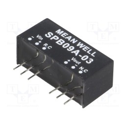1 pcs x MEAN WELL - SPB09A-03 - Converter: DC/DC, 9W, Uin: 9÷18V, Uout: 3.3VDC, Iout: 0÷2000mA, SIP8