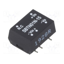1 pcs x MEAN WELL - SBTN01N-15 - Converter: DC/DC, 1W, Uin: 21.6÷26.4V, Uout: 15VDC, Iout: 6.7÷67mA