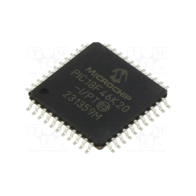 1 pcs x MICROCHIP TECHNOLOGY - PIC18F46K20-I/PT - IC: PIC microcontroller, 64MHz, 1.8÷3.6VDC, SMD, TQFP44, PIC18