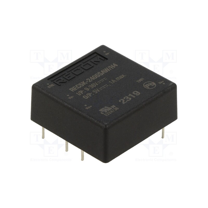 1 pcs x RECOM - REC5K-2405SAW/H4 - Converter: DC/DC, 5W, Uin: 9÷36V, Uout: 5VDC, Iout: 1A, DIP6, REC5K-AW