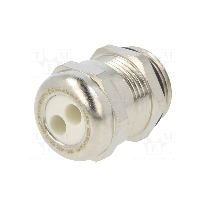 1 pcs x HUMMEL - 1.687.2003.50 - Cable gland, multi-hole, M20, 1.5, IP68, brass, Holes no: 2, 5mm