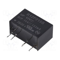 1 pcs x RECOM - R12P215S - Converter: DC/DC, 2W, Uin: 10.8÷13.2V, Uout: 15VDC, Iout: 133mA, SIP7