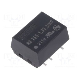 1 pcs x RECOM - R0.25S-3.33.3/HP - Converter: DC/DC, 0.25W, Uin: 2.97÷3.63V, Uout: 3.3VDC, Iout: 76mA