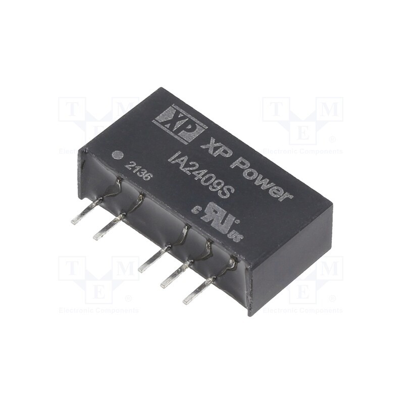 1 pcs x XP POWER - IA2409S - Converter: DC/DC, 1W, Uin: 24V, Uout: 9VDC, Uout2: -9VDC, Iout: 55mA