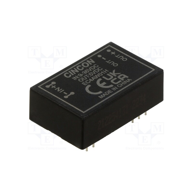 1 pcs x CINCON - EC4AW01H - Converter: DC/DC, 3.3/6W, Uin: 9÷36V, Uout: 5VDC, Iout: 1000mA, THT