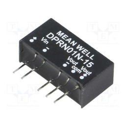 1 pcs x MEAN WELL - DPRN01N-15 - Converter: DC/DC, 1W, Uin: 22.8÷26.4V, Uout: 15VDC, Uout2: -15VDC