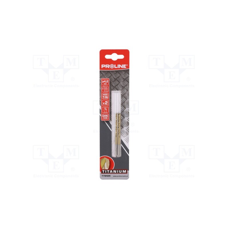 1 set x PROLINE - 77842K - Drill bit, for metal, Ø: 4.2mm, 2pcs, Features: grind blade