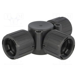 1 pcs x HELLERMANNTYTON - 166-24802 - T-connector, polyamide, HelaGuard, -50÷135°C, IP66, black, UL94V-2