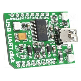 1 pcs x MIKROE - USB UART CLICK - Click board, interface, UART,USB, FT2232RL, prototype board