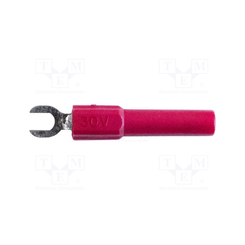 1 pcs x MUELLER ELECTRIC - BU-30211-2 - Fork terminals, banana 4mm plug,fork terminal, 60VDC, 36A, red