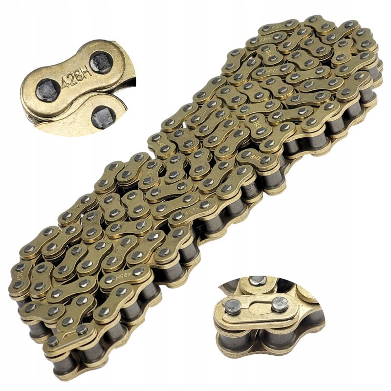 Strong drive chain 428h 130l gold atv quad bashan eagle shineray