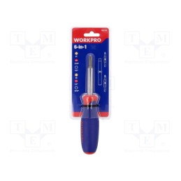 1 set x Workpro - W021186 - Kit: screwdrivers, Phillips,slot, Size: PH1,PH2,SL 1/4',SL 3/16'