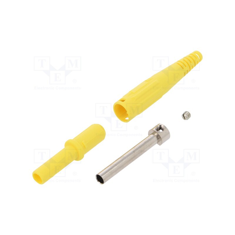 1 pcs x STu00c4UBLI - 66.9155-24 - Socket, 4mm banana, 32A, 1kV, yellow, on cable, insulated, 2.5mm2