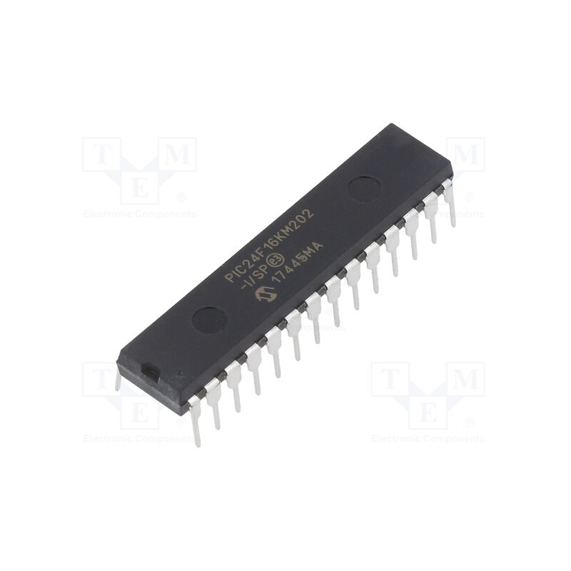 1 pcs x MICROCHIP TECHNOLOGY - PIC24F16KM202-I/SP - IC: PIC microcontroller, 16kB, 32MHz, DAC,I2C,IrDA,PWM,SPI, THT
