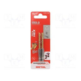 1 pcg x Milwaukee - 48894708 - Drill bit, for metal,impact, Ø: 4mm, 2pcs.