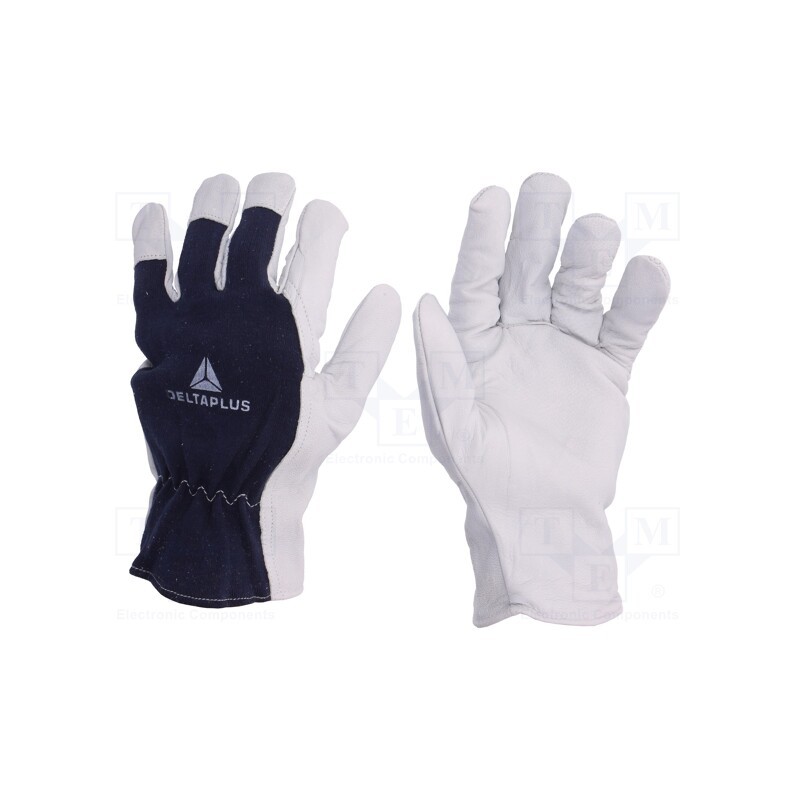 1 set x DELTA PLUS - CT402BL09 - Protective gloves, Size: 9, natural leather, CT402