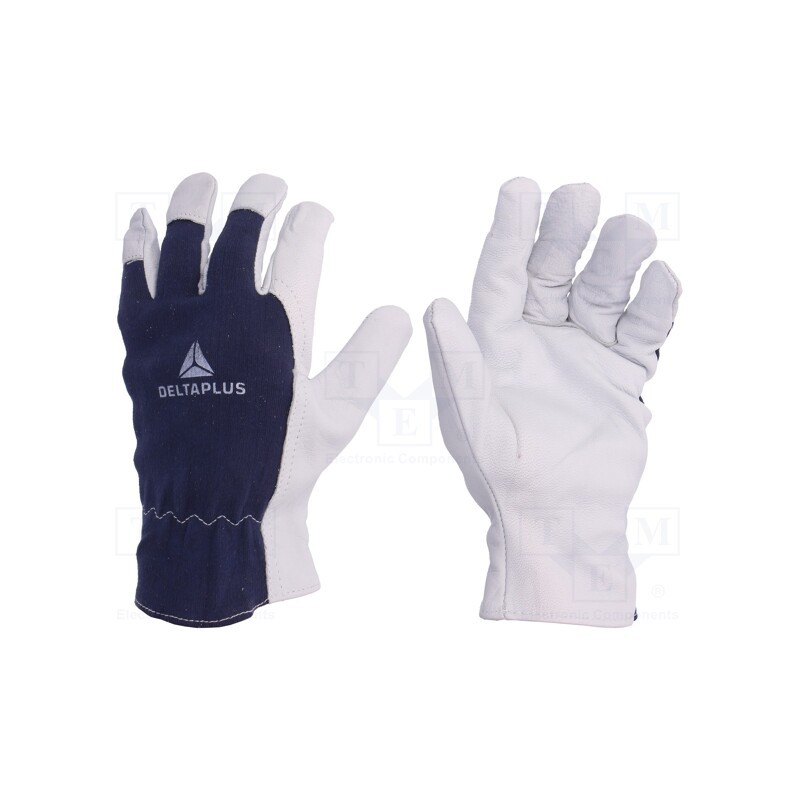 1 set x DELTA PLUS - CT402BL08 - Protective gloves, Size: 8, natural leather, CT402