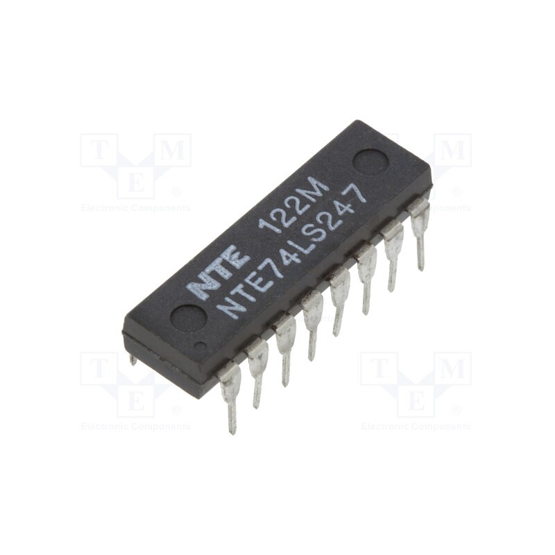 1 pcs x NTE Electronics - NTE74LS247 - IC: digital, BCD to 7-segment,decoder,driver, TTL, THT, DIP16