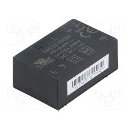 1 pcs x RECOM - RAC03-05SGA - Converter: AC/DC, 3W, 85÷305VAC, Usup: 120÷430VDC, Uout: 5VDC, 72%