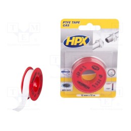 1 set x HPX - PT0012 - Tape: sealing, W: 12mm, L: 12m, white, PTFE, max.260°C