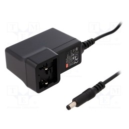 1 pcs x MEAN WELL - GEM18I09-P1J - Power supply: switched-mode, plug, 9VDC, 2A, 18W, Out: 5,5/2,1, 84%