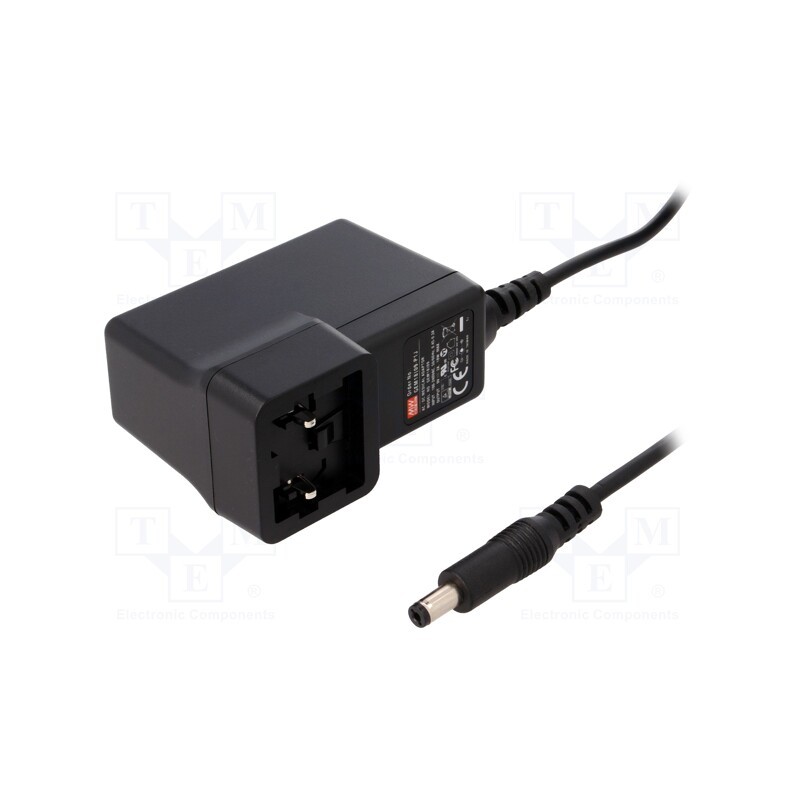 1 pcs x MEAN WELL - GEM18I09-P1J - Power supply: switched-mode, plug, 9VDC, 2A, 18W, Out: 5,5/2,1, 84%