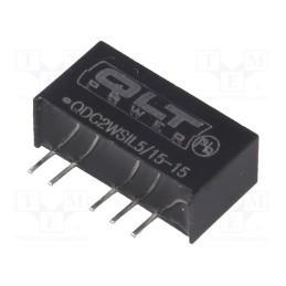 1 pcs x QLT POWER - QDC2WSIL5/15-15 - Converter: DC/DC, 2W, Uin: 4.5÷5.5V, Uout: 15VDC, Uout2: -15VDC, SIL