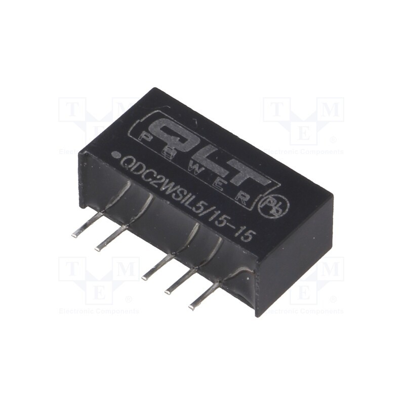 1 pcs x QLT POWER - QDC2WSIL5/15-15 - Converter: DC/DC, 2W, Uin: 4.5÷5.5V, Uout: 15VDC, Uout2: -15VDC, SIL