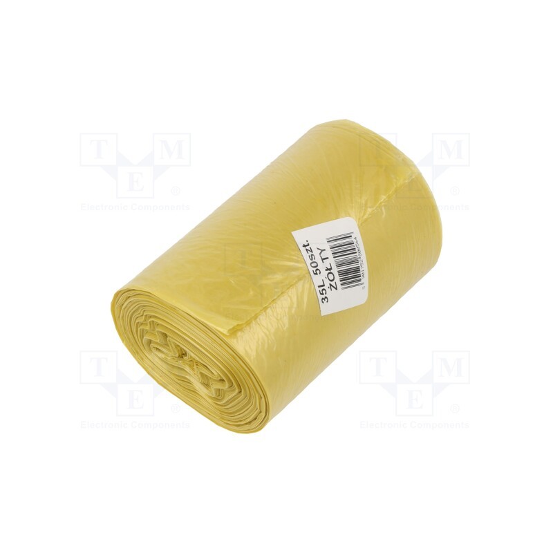 1 rol x PLAST - 554838 - Trash bags, polyetylene LD, yellow, 35l, 50pcs.