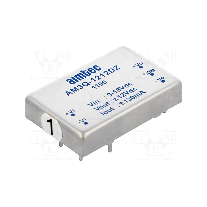 1 pcs x AIMTEC - AM3Q-1212DZ - Converter: DC/DC, 3W, Uin: 9÷18V, Uout: 12VDC, Uout2: -12VDC, AM3Q-Z