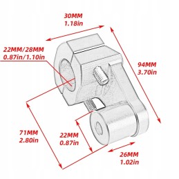 Universal black handlebar mount, 22mm by 22-28mm, height 60 mm