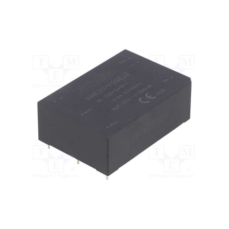 1 pcs x AIMTEC - AME20-15SCJZ - Converter: AC/DC, 20W, 85÷264VAC, Usup: 120÷370VDC, Uout: 15VDC