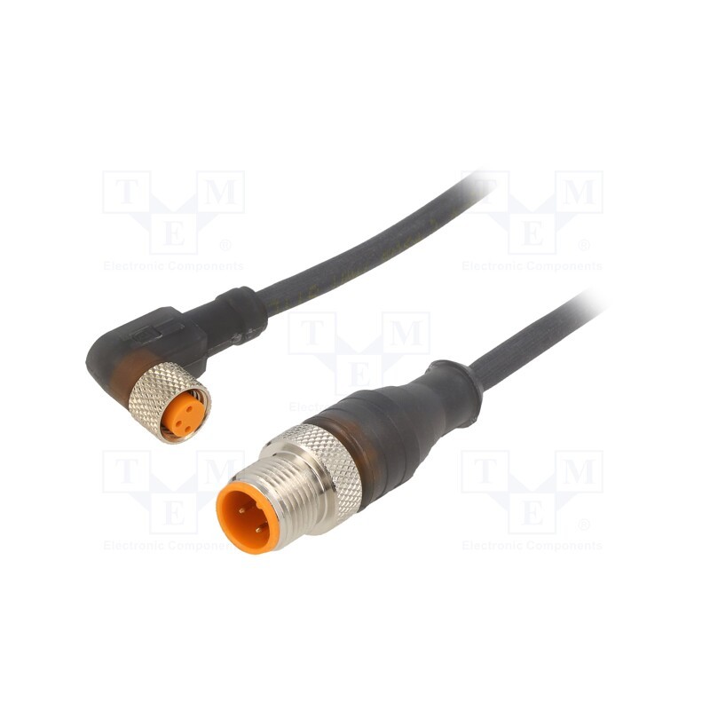1 pcs x LUMBERG AUTOMATION - RST 3-RKMWV/LED A 3-224/5 M - Connection lead, PIN: 3, 5m, plug, 4A, -25÷80°C, Insulation: PUR