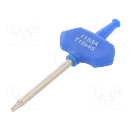 1 pcs x KING TONY - 1153A15R - Wrench, Torx®, TX15, Overall len: 84mm, Working part len: 45mm