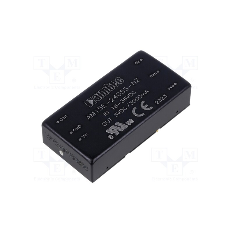 1 pcs x AIMTEC - AM15E-2405S-NZ - Converter: DC/DC, 15W, Uin: 18÷36V, Uout: 5VDC, Iout: 3A, AM15E-NZ
